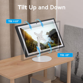 Almoz stand in kitchen lifestyle demonstrating hands-free recipe viewing and stability