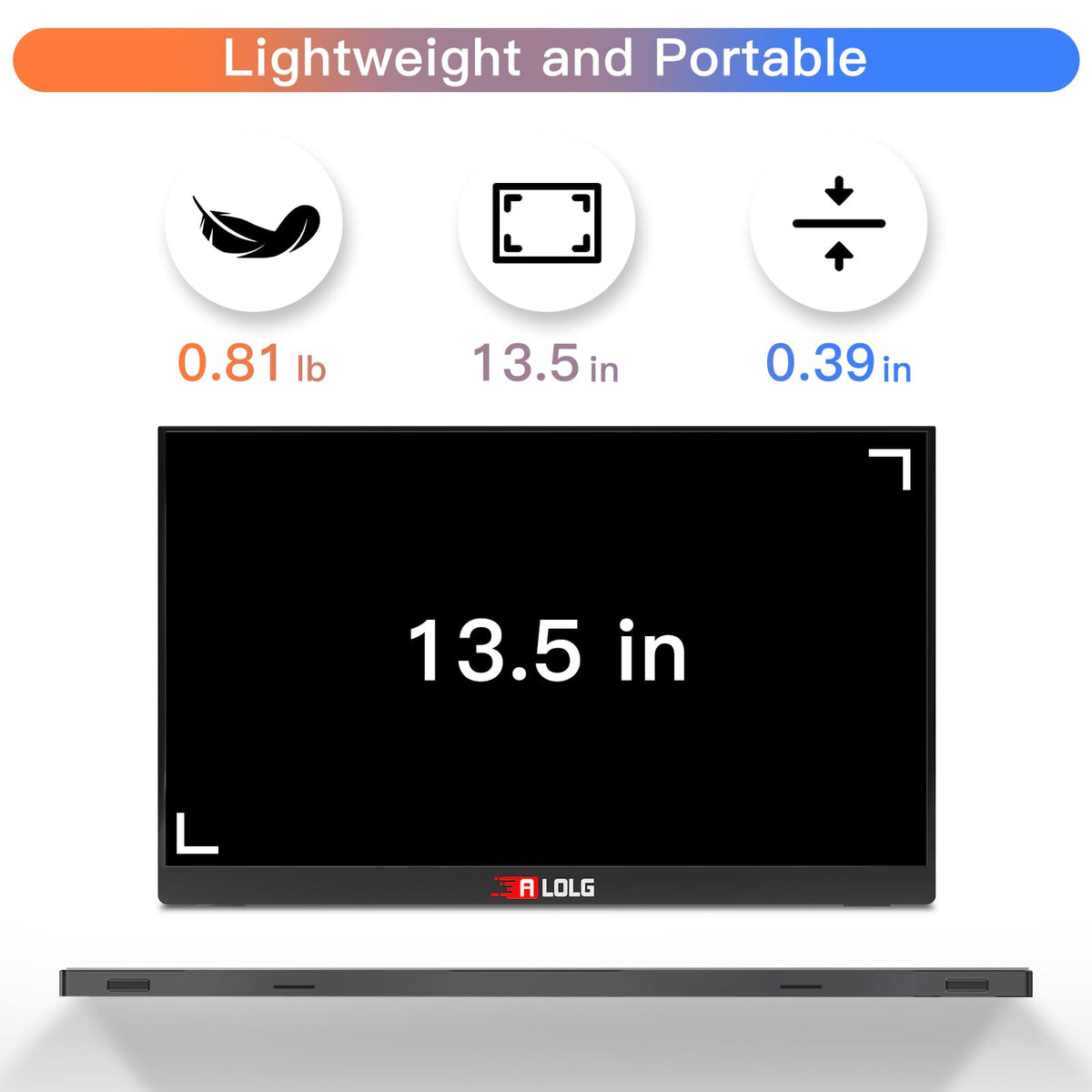 ALOLG built-in speakers on the portable monitor for clear audio.