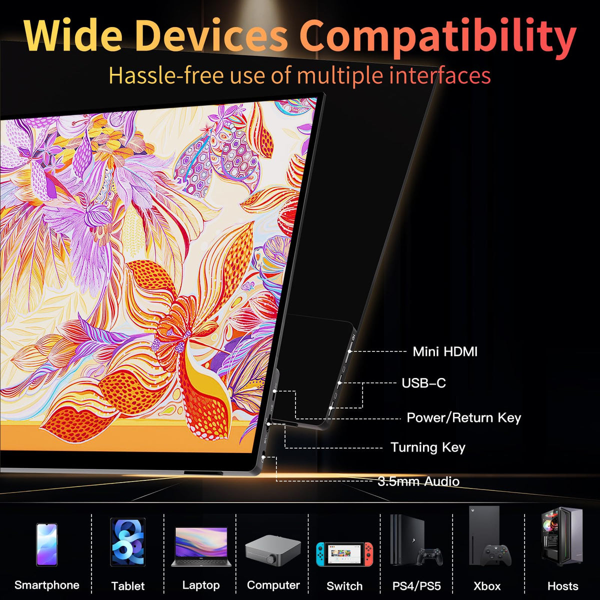 ALOLG USB-C and Mini-HDMI ports enable simple device connectivity for versatile setups.
