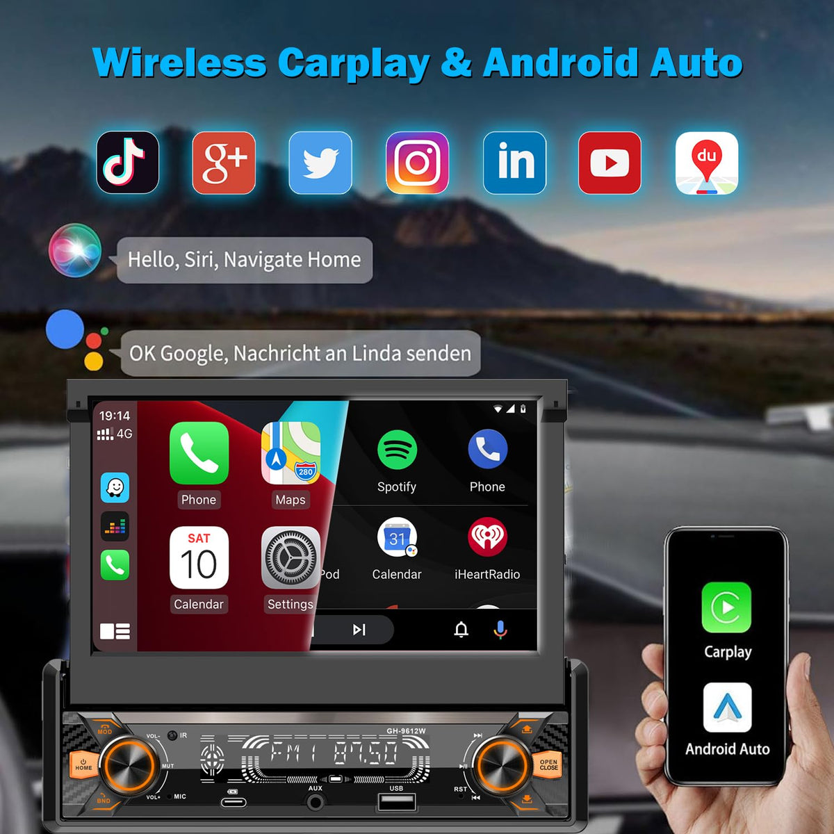 Alondy Android Auto wired and wireless with Mirror Link support