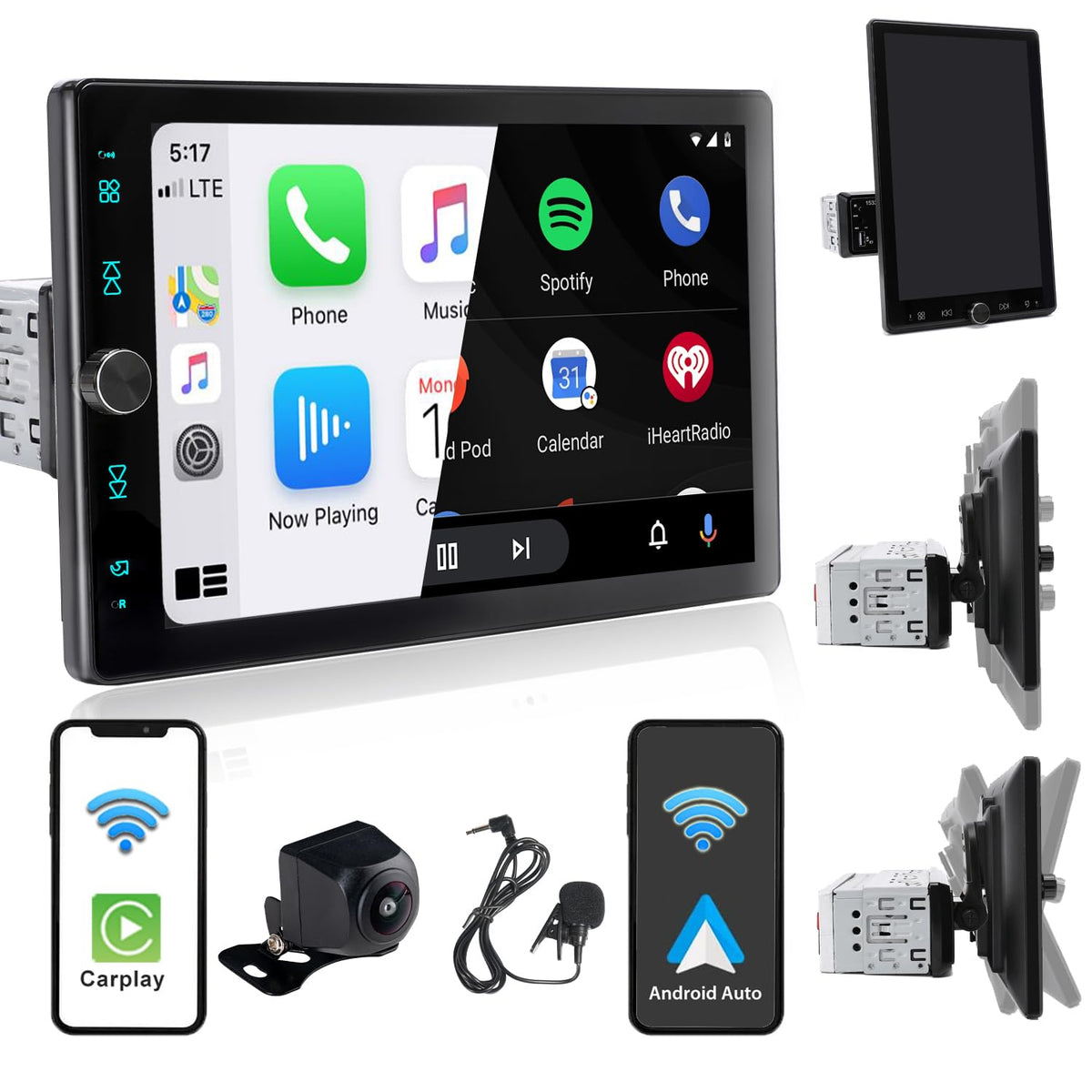 Alondy car radio with rotatable 10.4-inch display for flexible viewing