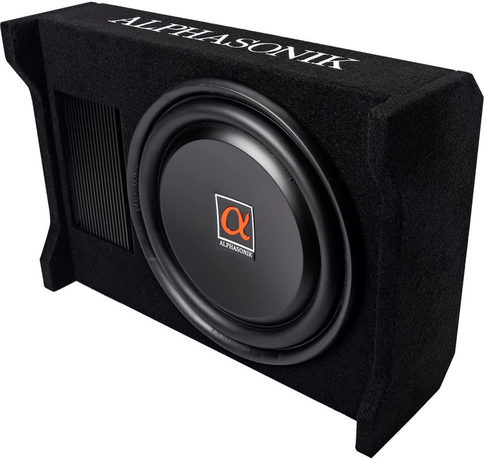 Alphasonik AS120A 12-inch downfire subwoofer front view with deep bass