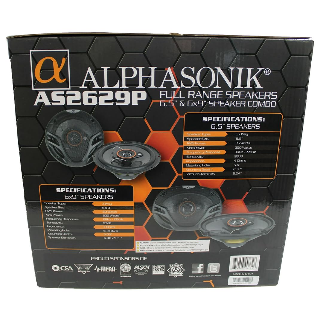 Alphasonik AS265P included grilles for protection and a clean look