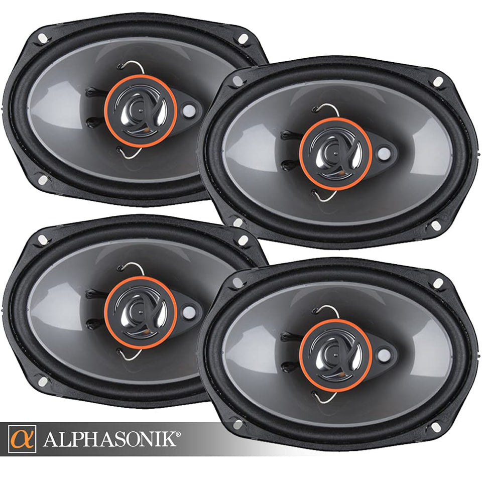 Alphasonik AS268P front view shows 6x8 3-way speakers for clear car audio.