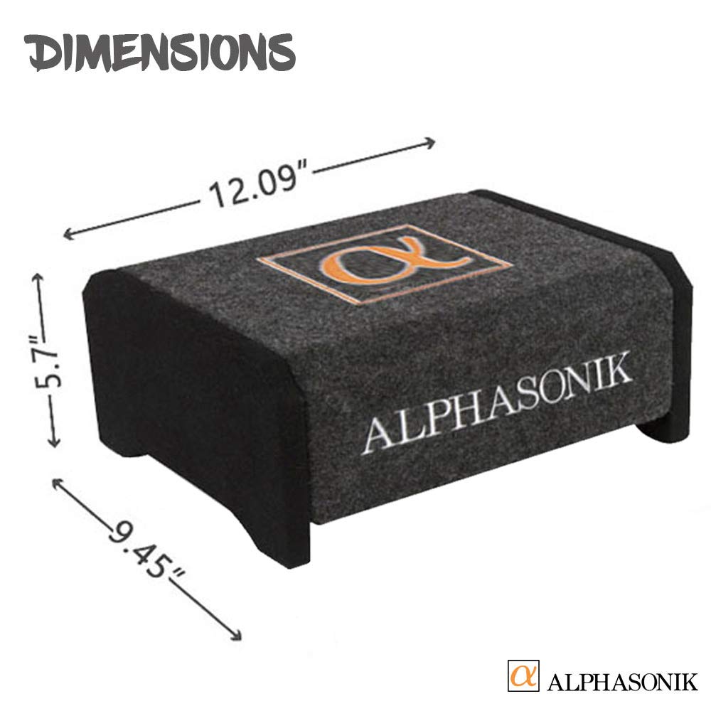 Alphasonik AS8DF dimensions: compact 13x6x9 inches for versatile installations.