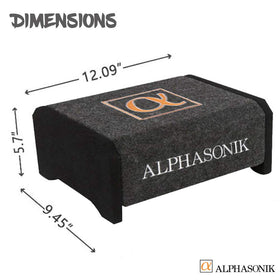 Alphasonik AS8DF dimensions: compact 13x6x9 inches for versatile installations.