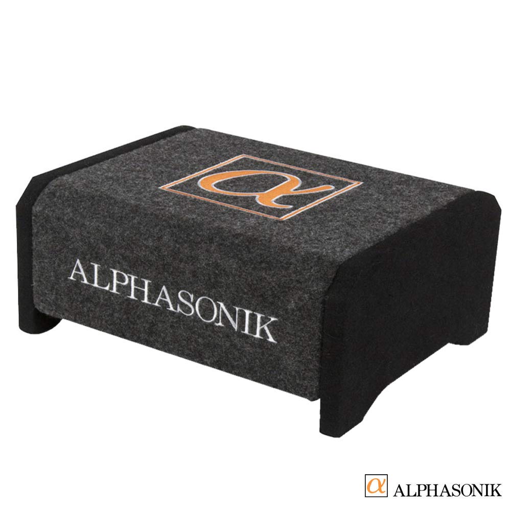 Alphasonik AS8DF sealed enclosure back view demonstrates airtight bass potential in tight spaces.
