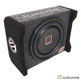 Alphasonik AS8DF side profile highlights compact depth ideal for car enclosures.