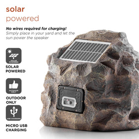 Alpine rock speaker demonstrates 50-foot Bluetooth range for outdoor streaming.