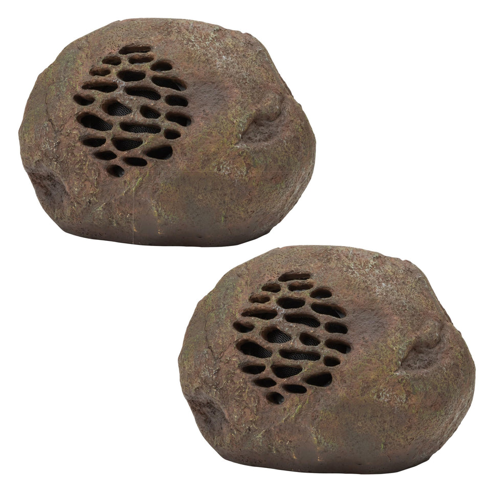 Alpine Corporation solar rock speaker front view for outdoor patio music