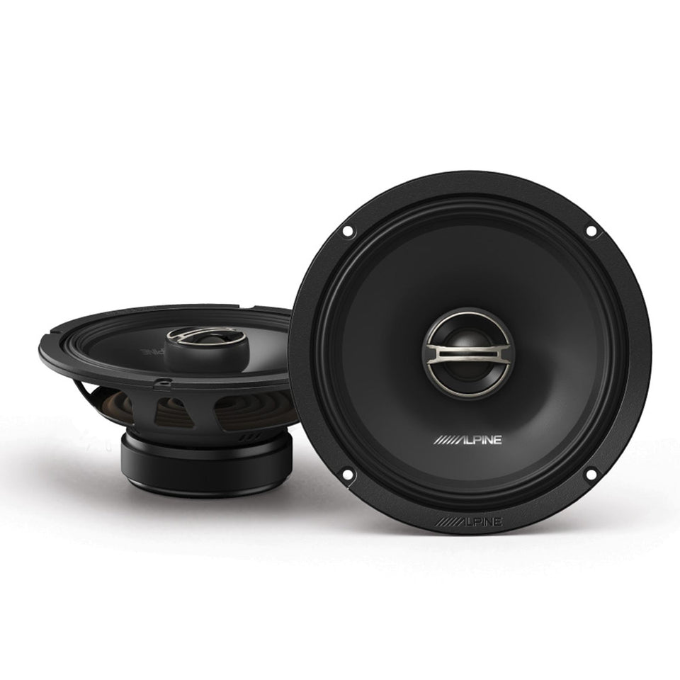 Alpine DM-65-G front view shows rugged 6.5-inch coaxial speaker for clear mids.
