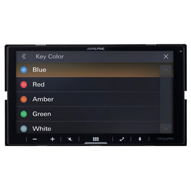 Alpine iLX-W670-S customizable home screen with a background image.