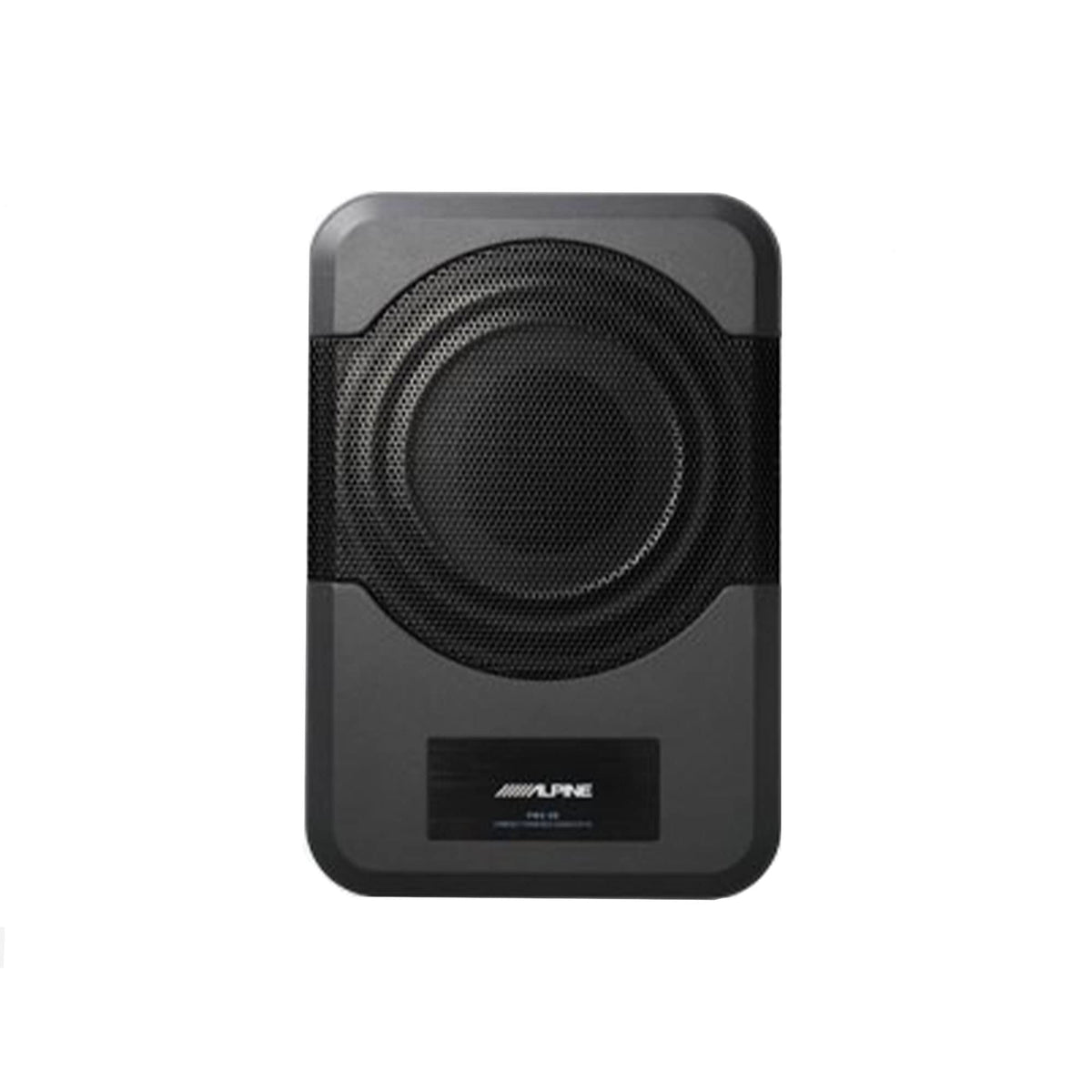 Alpine PWE-S8 under-seat installation demonstrates easy placement with powerful output.