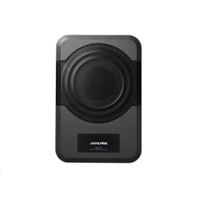 Alpine PWE-S8 under-seat installation demonstrates easy placement with powerful output.