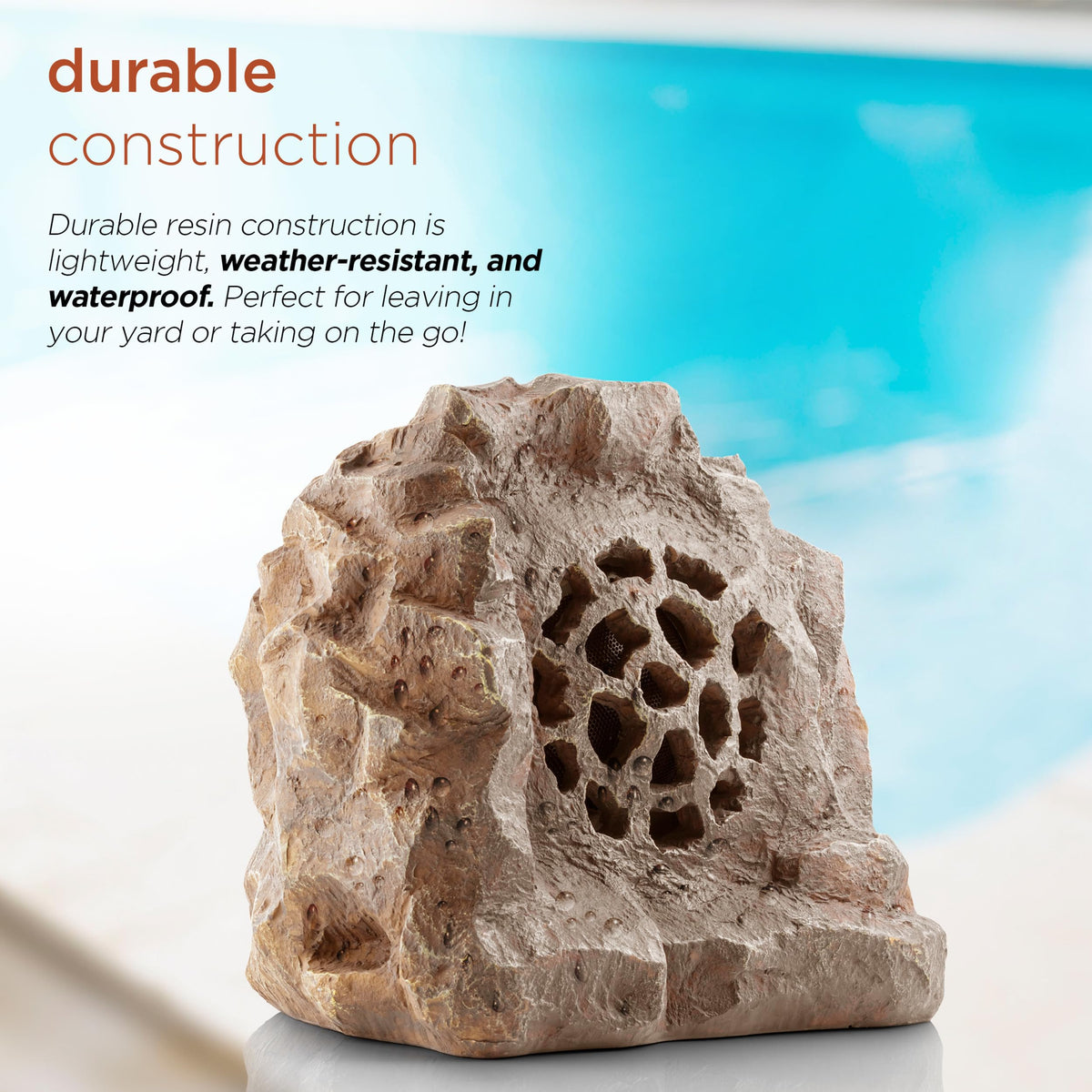Alpine rock speaker compact portable size fits discreet garden setups