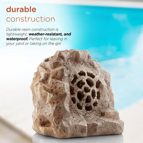 Alpine rock speaker compact portable size fits discreet garden setups
