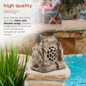 Alpine rock speaker blends with landscape thanks to realistic rock design