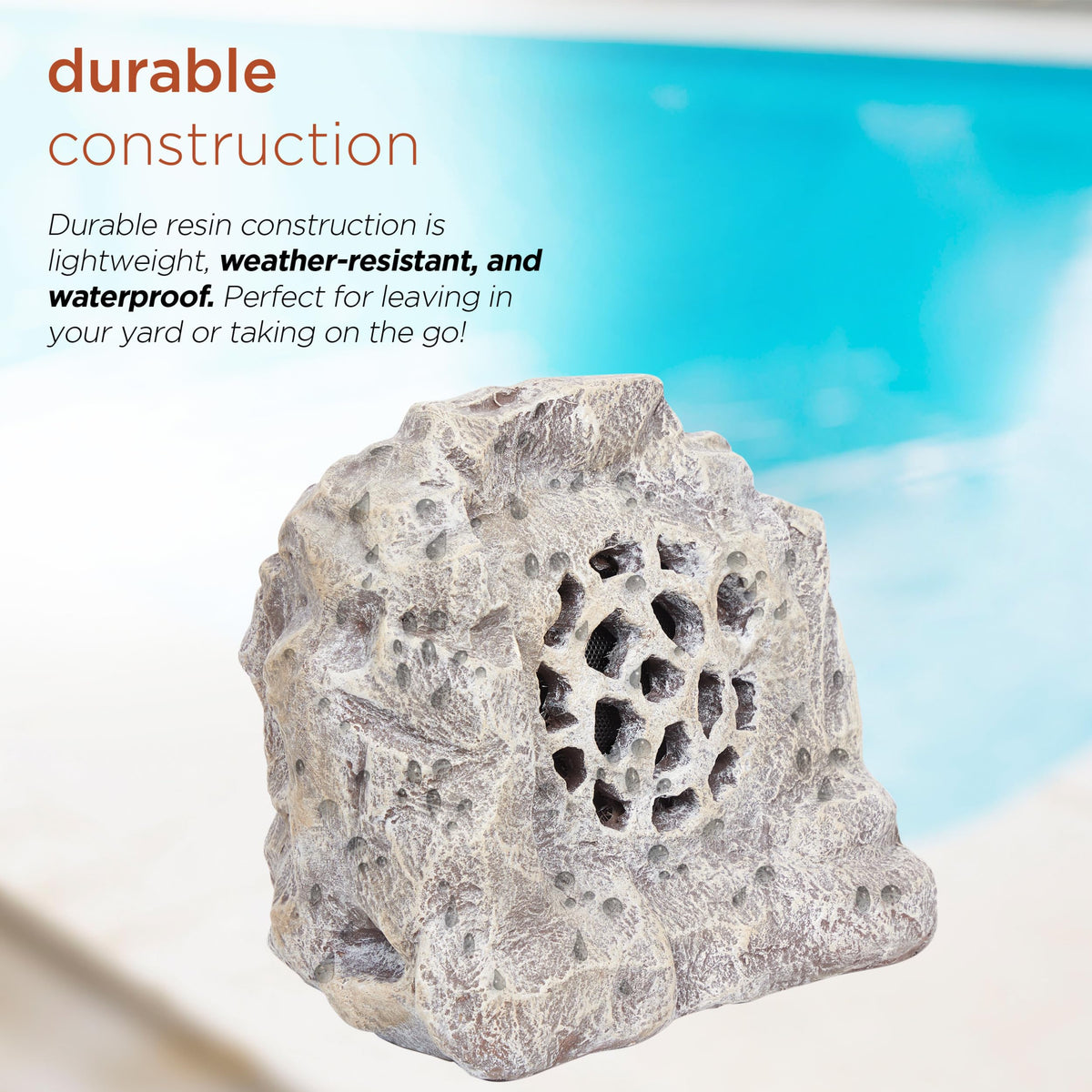 Alpine rock speaker solar paired set demonstrates full stereo for outdoor entertainment