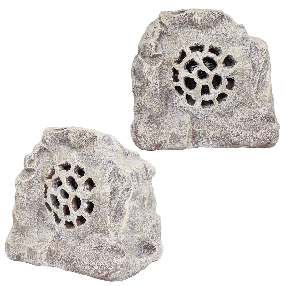 Alpine rock speaker solar top view highlighting natural integration for patio listening