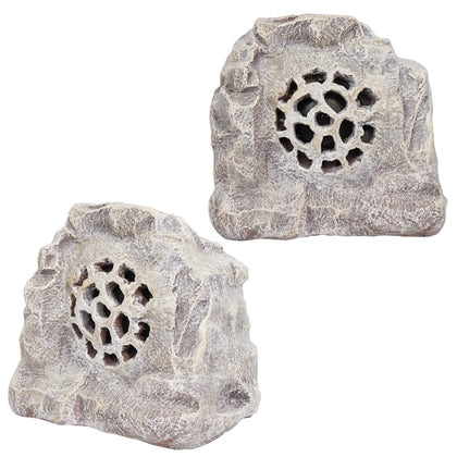 Alpine rock speaker solar top view highlighting natural integration for patio listening