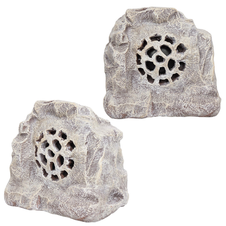 Alpine rock speaker solar top view highlighting natural integration for patio listening