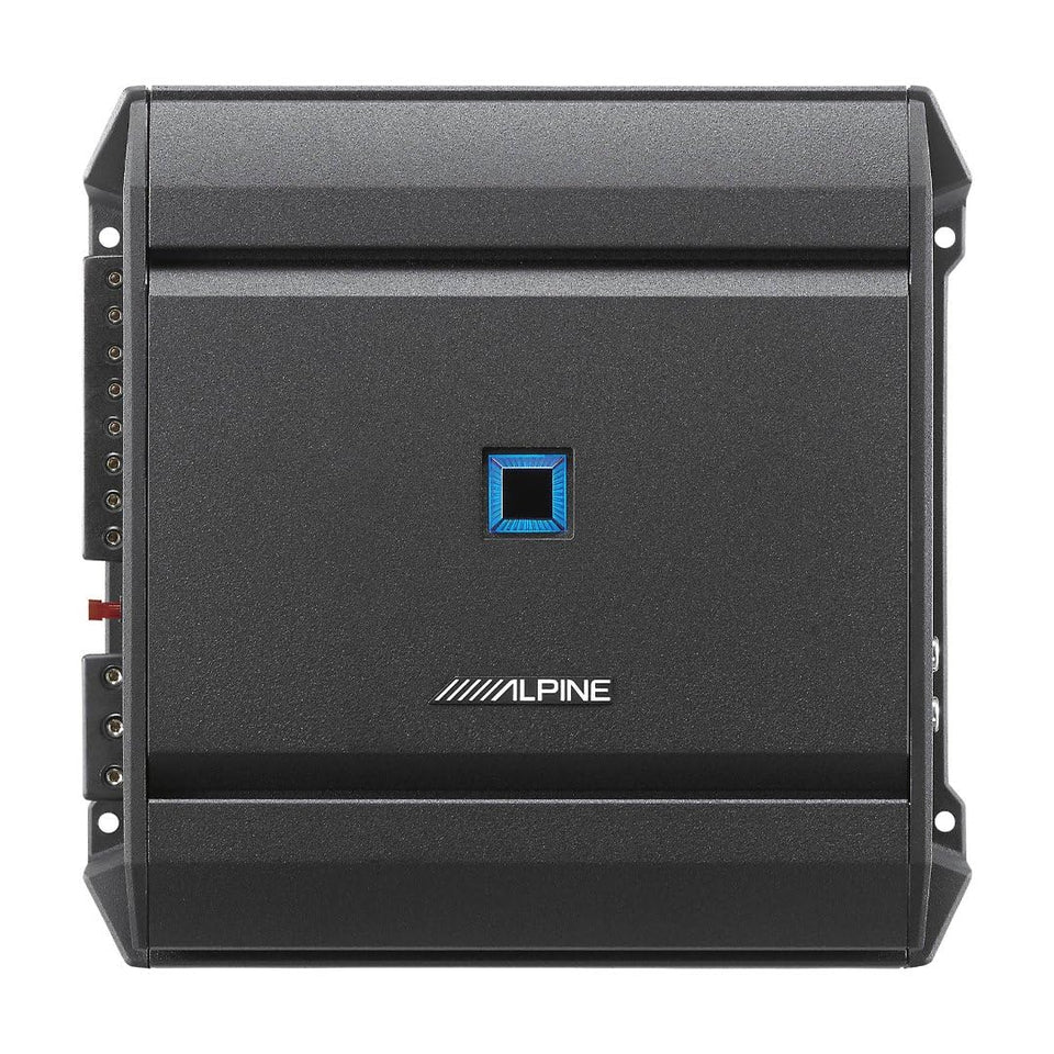 Alpine S-A32F front panel view for compact, high‑efficiency car amplification.