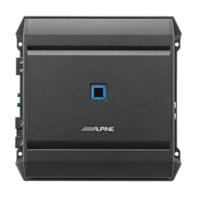 Alpine S-A60M front view showing a compact Class D amp for space-saving bass