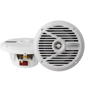 Alpine SPS-M601W close-up showing rugged marine build for durable on-deck listening