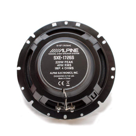 Alpine SXE-1726S installed in car door illustrating compact fit and impact