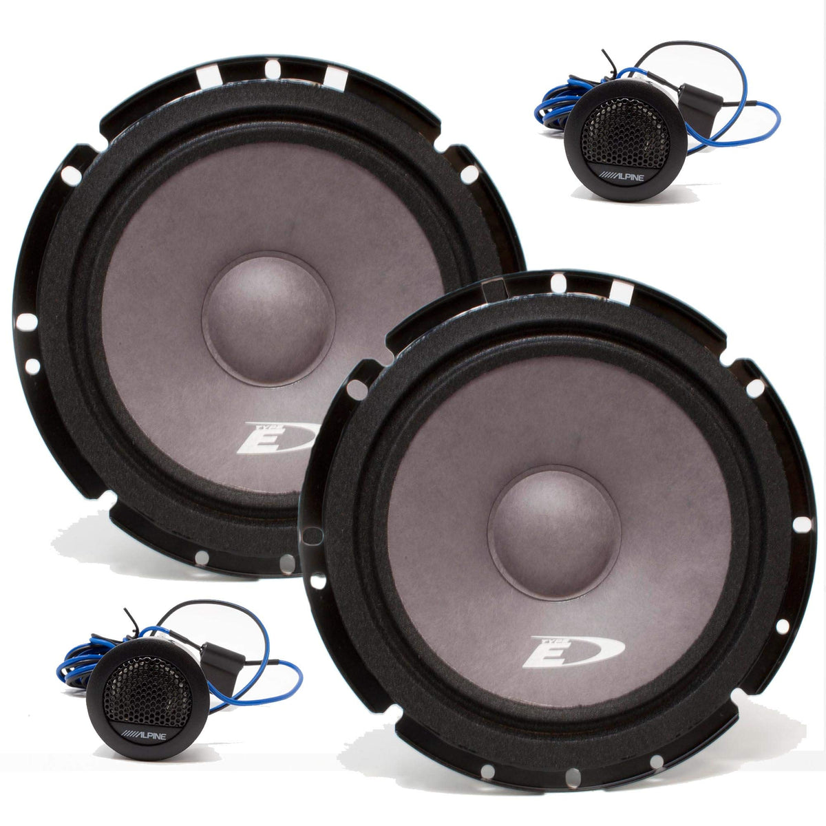 Alpine SXE-1751S front view showing speaker face and grille improving sound clarity