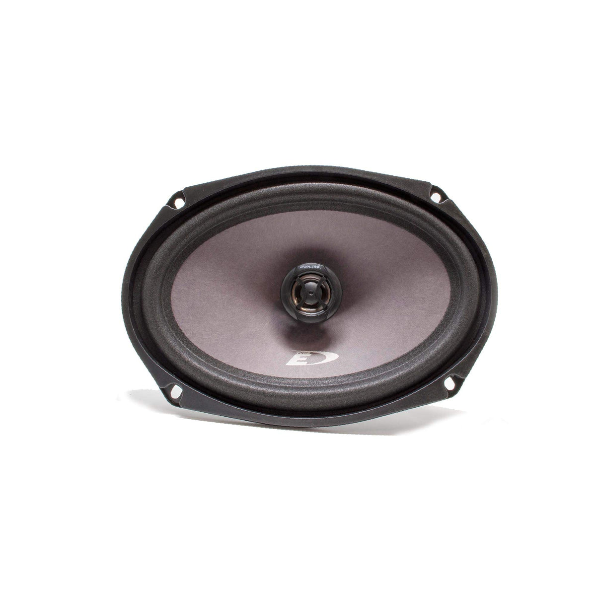 Alpine SXE-6926S woofer cone close-up highlighting long-fiber pulp for natural bass