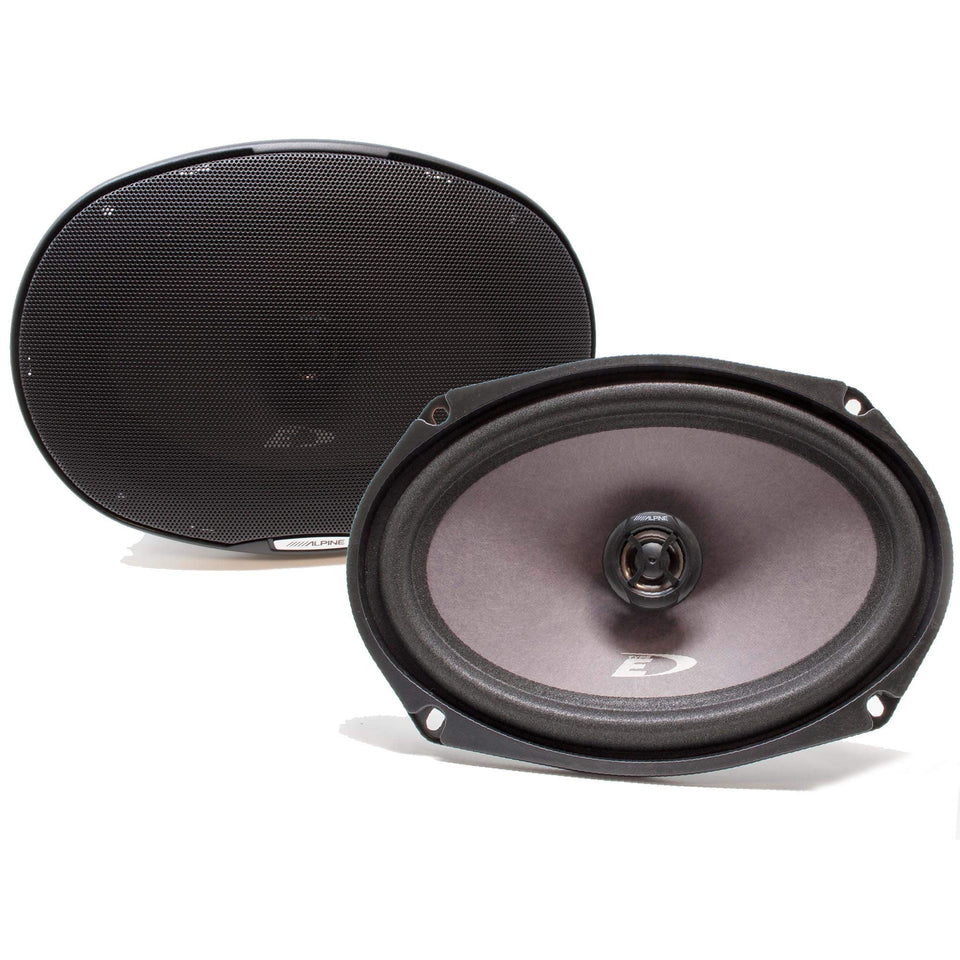 Alpine SXE-6926S front view showing speaker face and mounting holes for cleaner sound