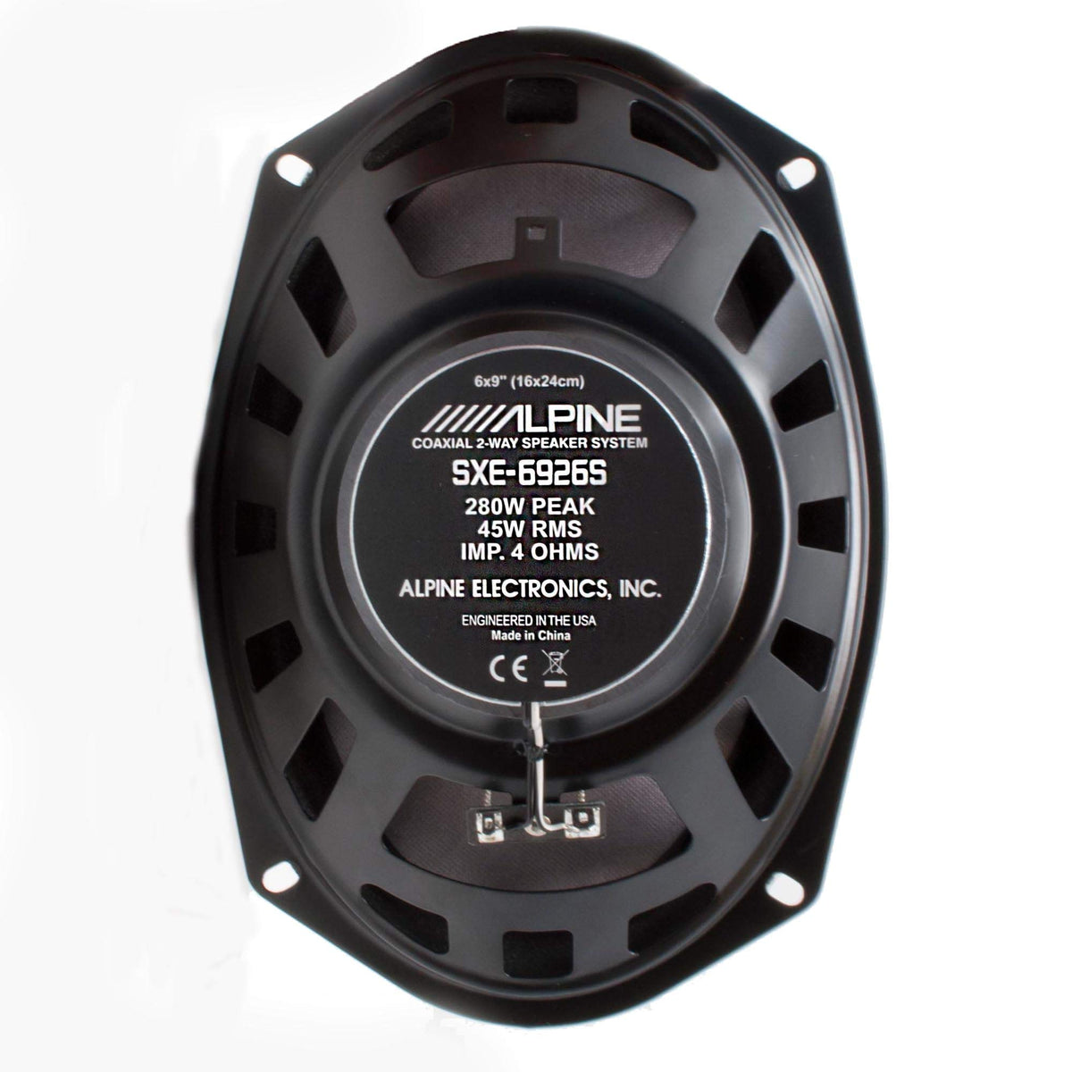 Alpine SXE-6926S installed in car rear deck illustrating upgraded in-car audio