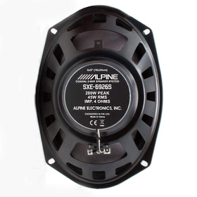 Alpine SXE-6926S installed in car rear deck illustrating upgraded in-car audio