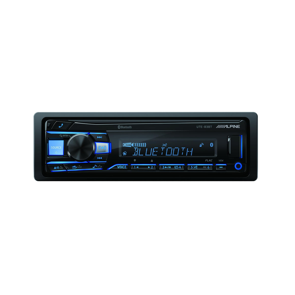 Alpine UTE-83BT Bluetooth with external mic enables clearer hands-free calls.