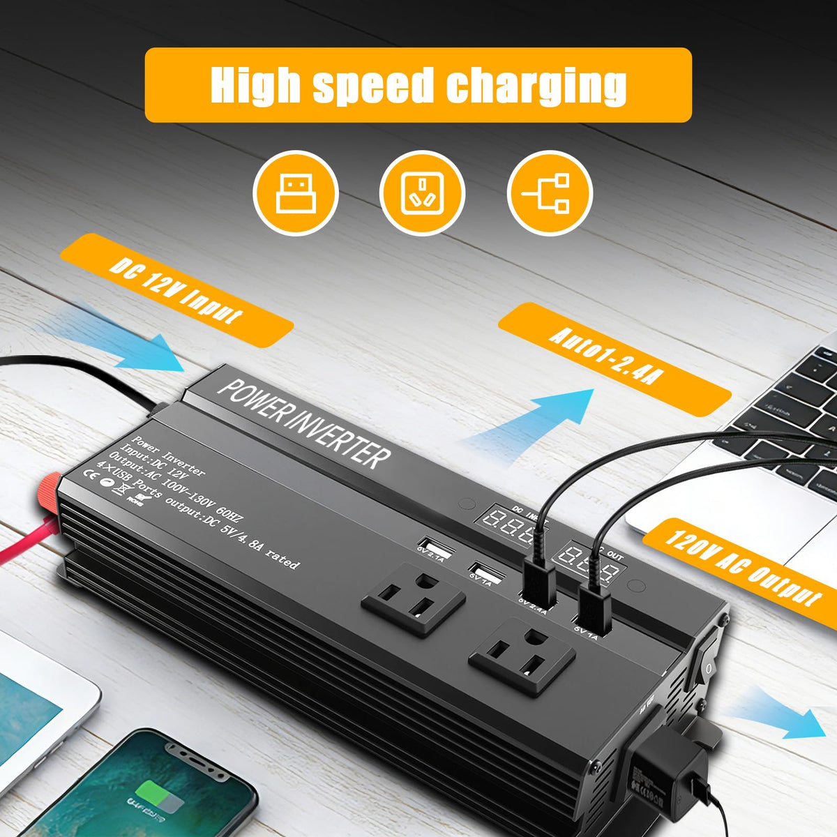 ALSO GO 1200W inverter heat dissipation design keeps operation quiet