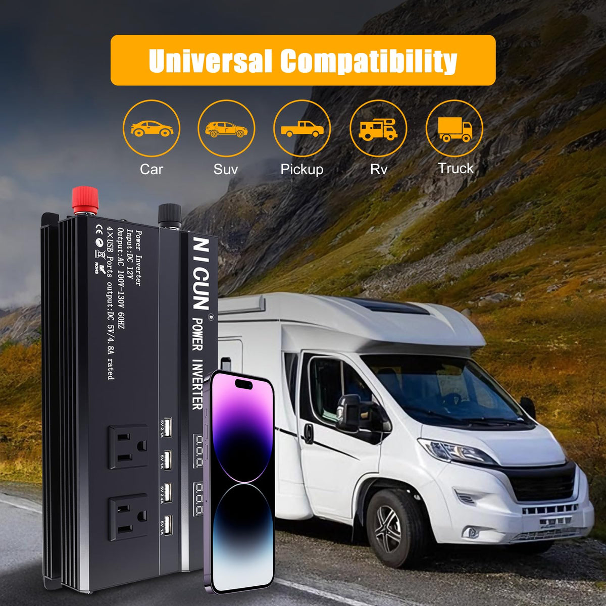 ALSO GO 1200W inverter rugged housing suits vehicle use