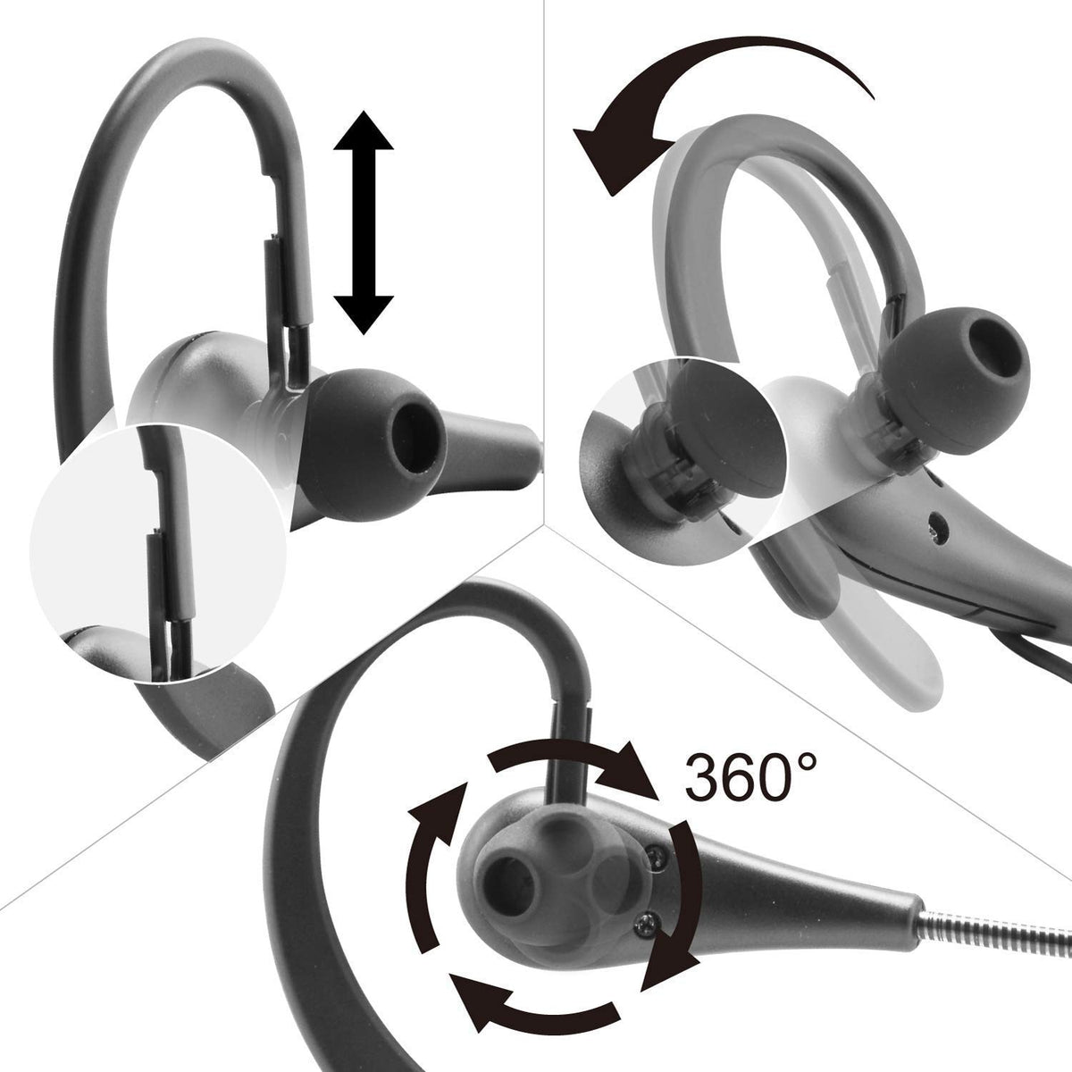 ALTEAM adjustable earhook-length adapts to left or right ear for a snug fit