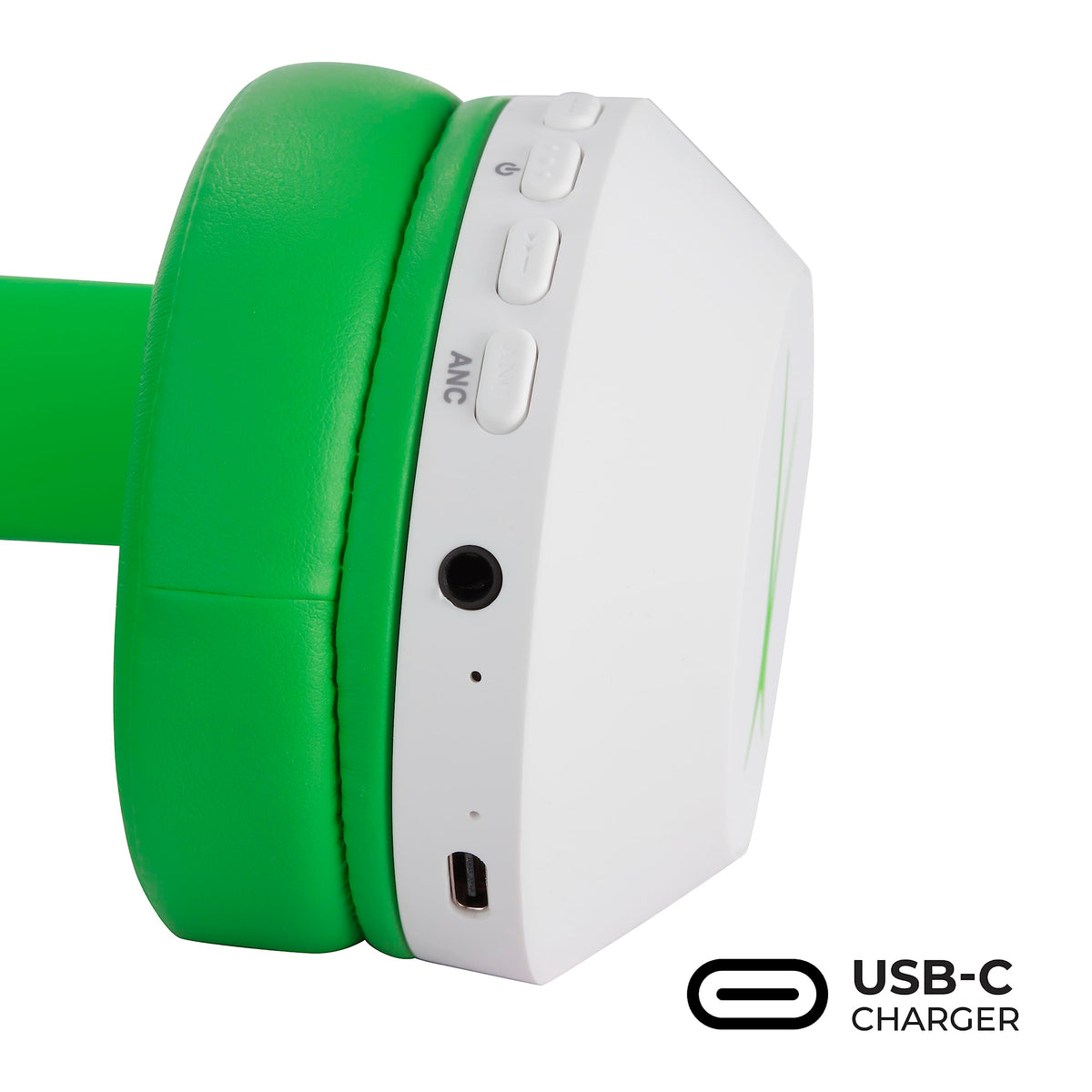 Altec Lansing on airplane tray to illustrate ANC reducing background noise while traveling