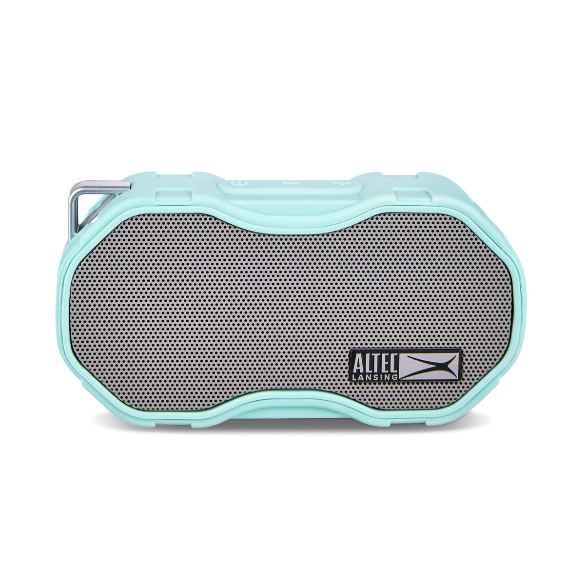 Altec Lansing Baby Boom Mint front view highlights compact waterproof design for travel.