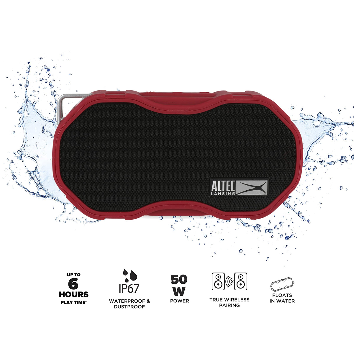 Altec Lansing Baby Boom red USB charging capability for long trips