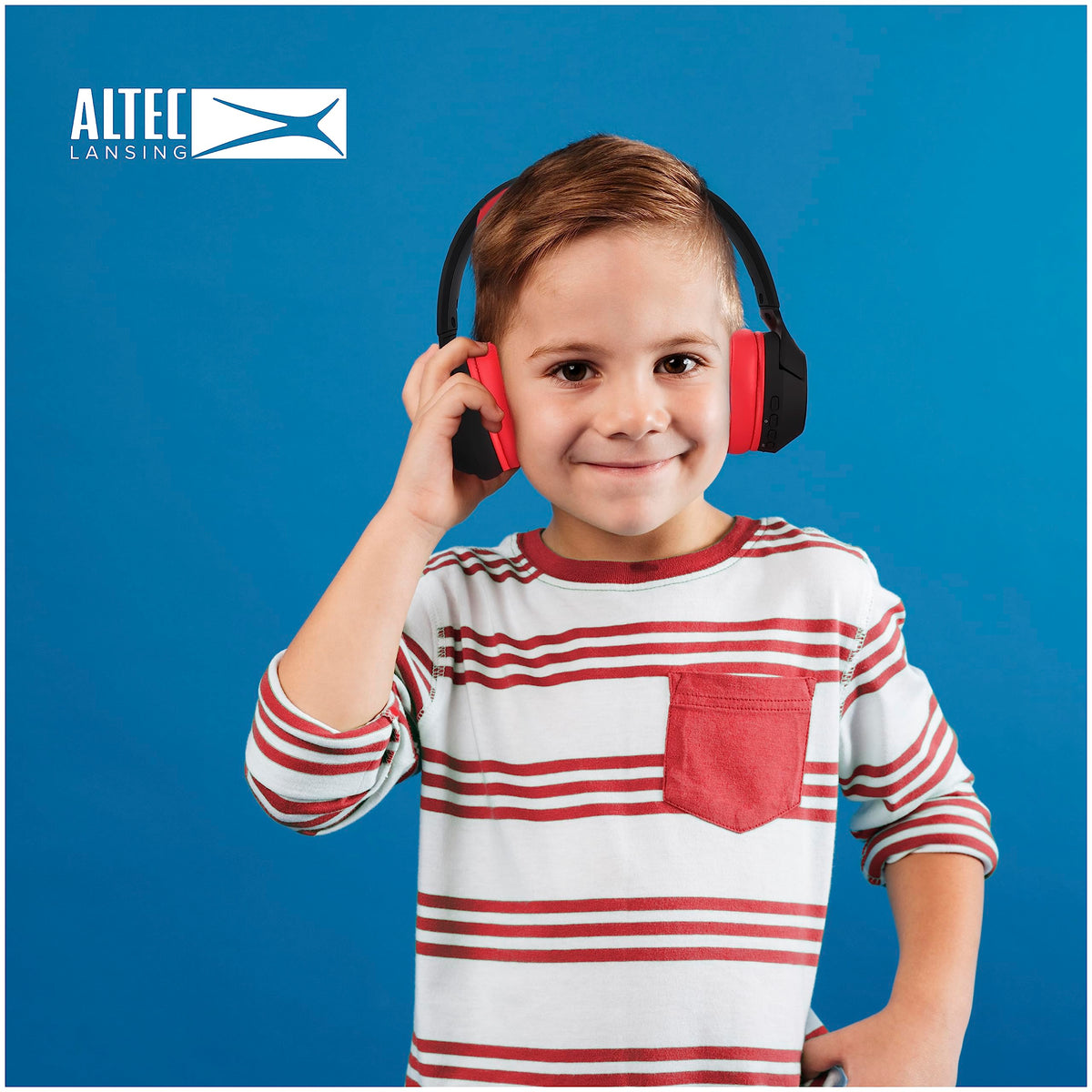 Altec Lansing closeup of ear cushion emphasizing soft comfort for kids