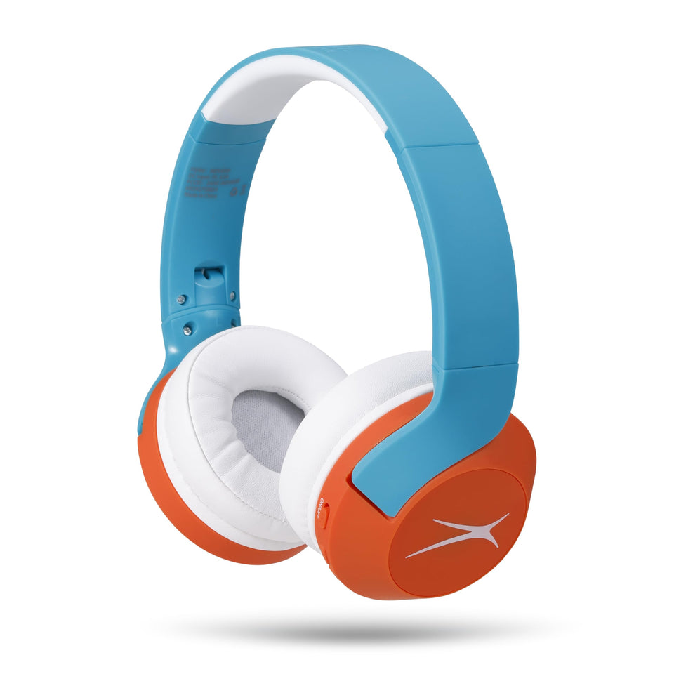 Altec Lansing front view of kid-safe headphones showing foldable design and comfortable fit benefit