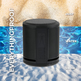 Altec Lansing HydraMicro outdoor adventure use, black finish blends with gear
