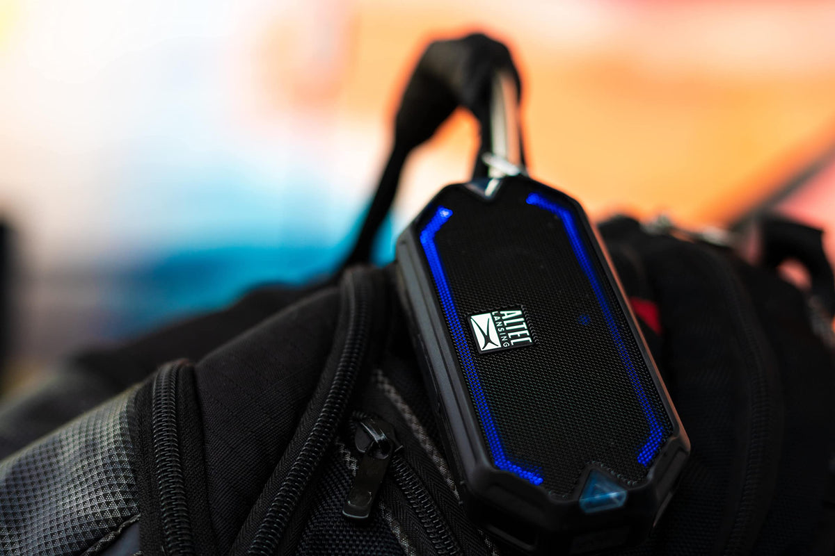 Altec Lansing HydraMini side view highlighting rugged portability for adventures