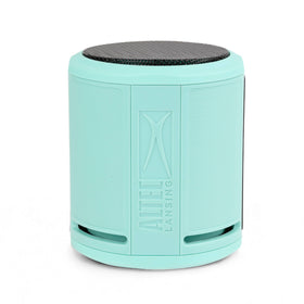 Altec Lansing HydraOrbit front view showing mint finish and 360° sound benefit