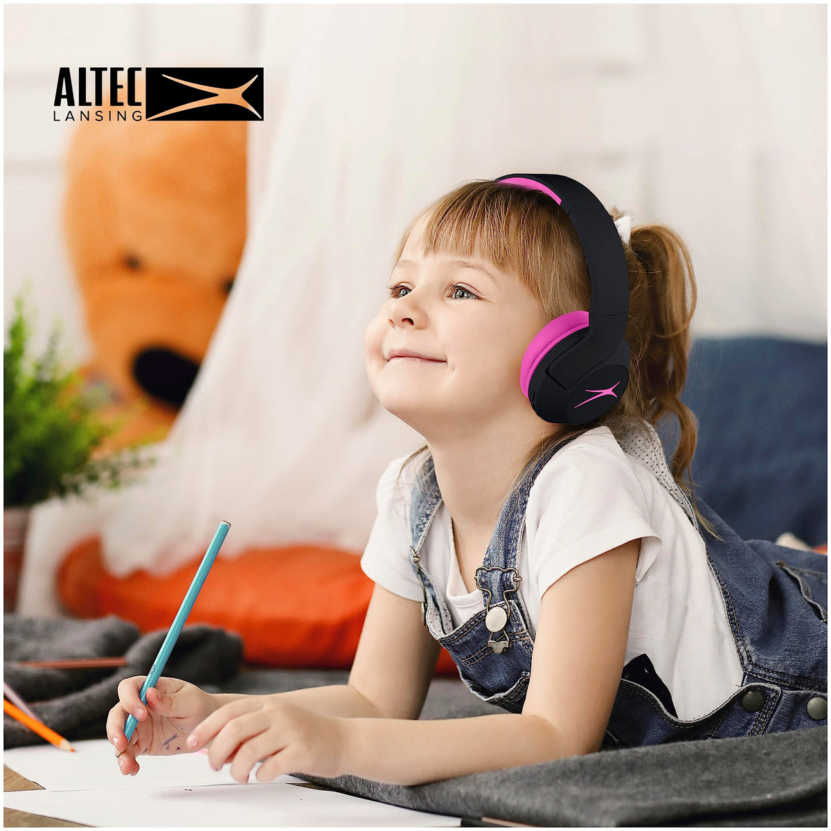 Altec Lansing IPX4 sweatproof headphones during active play and outdoor use