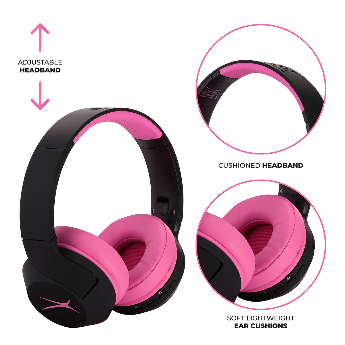 Altec Lansing comfortable ear cushions and adjustable headband for kids
