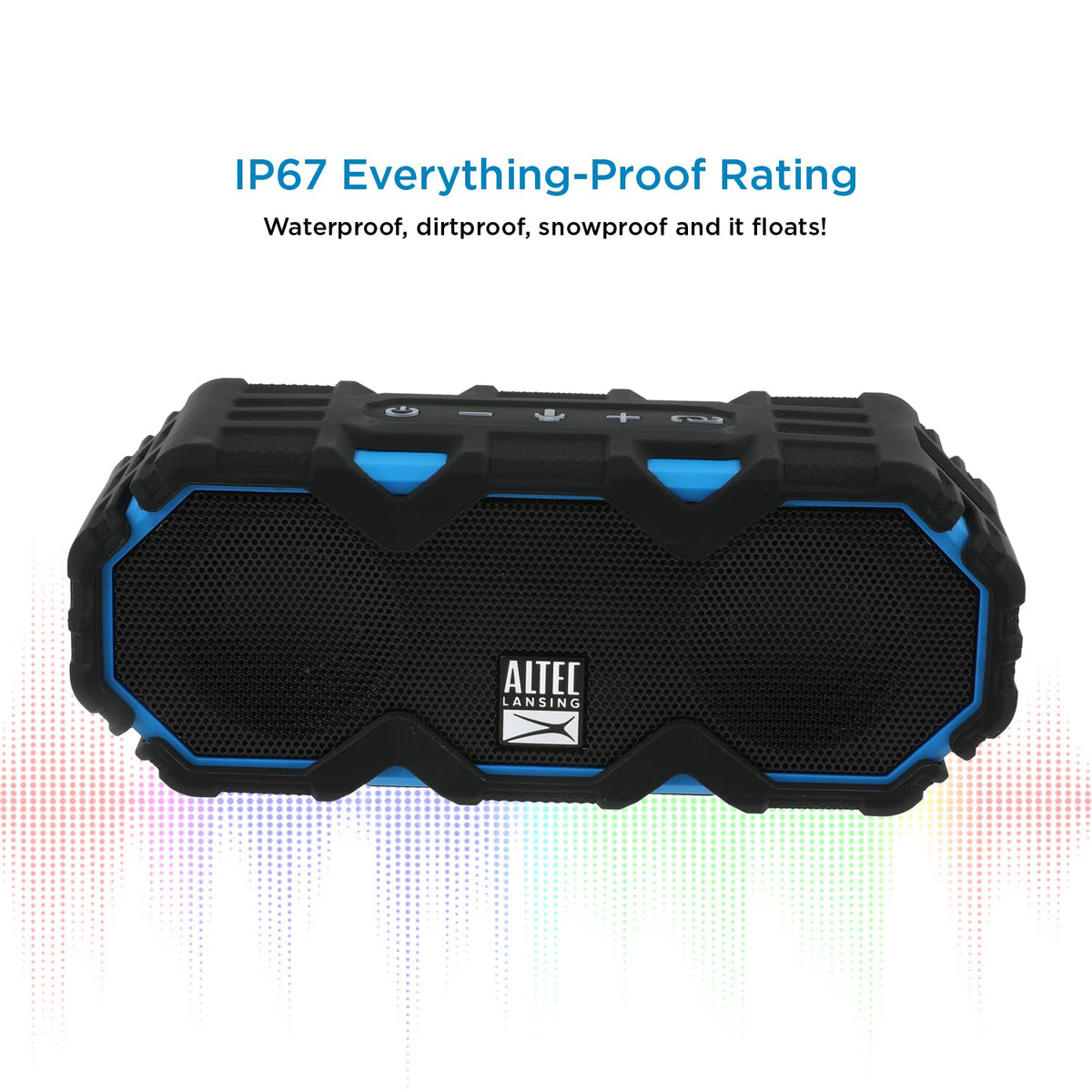 Altec Lansing internal driver and passive radiator closeup highlighting enhanced bass delivery