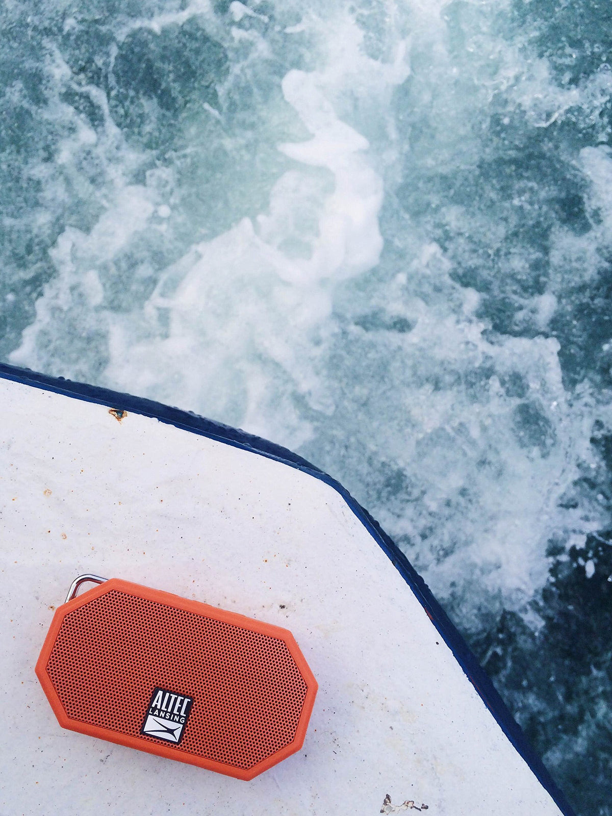 Altec Lansing Mini H2O floating on water for buoyant poolside listening